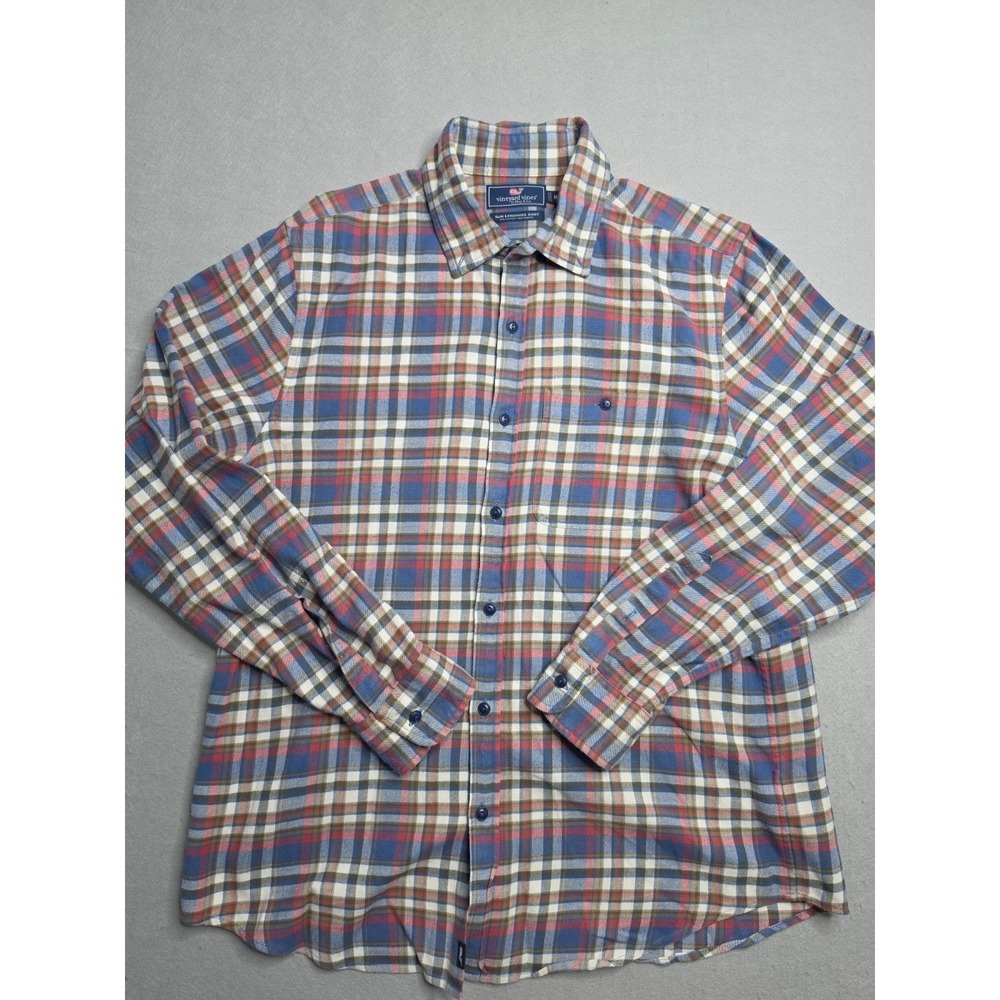 Vineyard Vines Slim Longshore Shirt‎ Men's M Multicolor Plaid Cotton Button-Down
